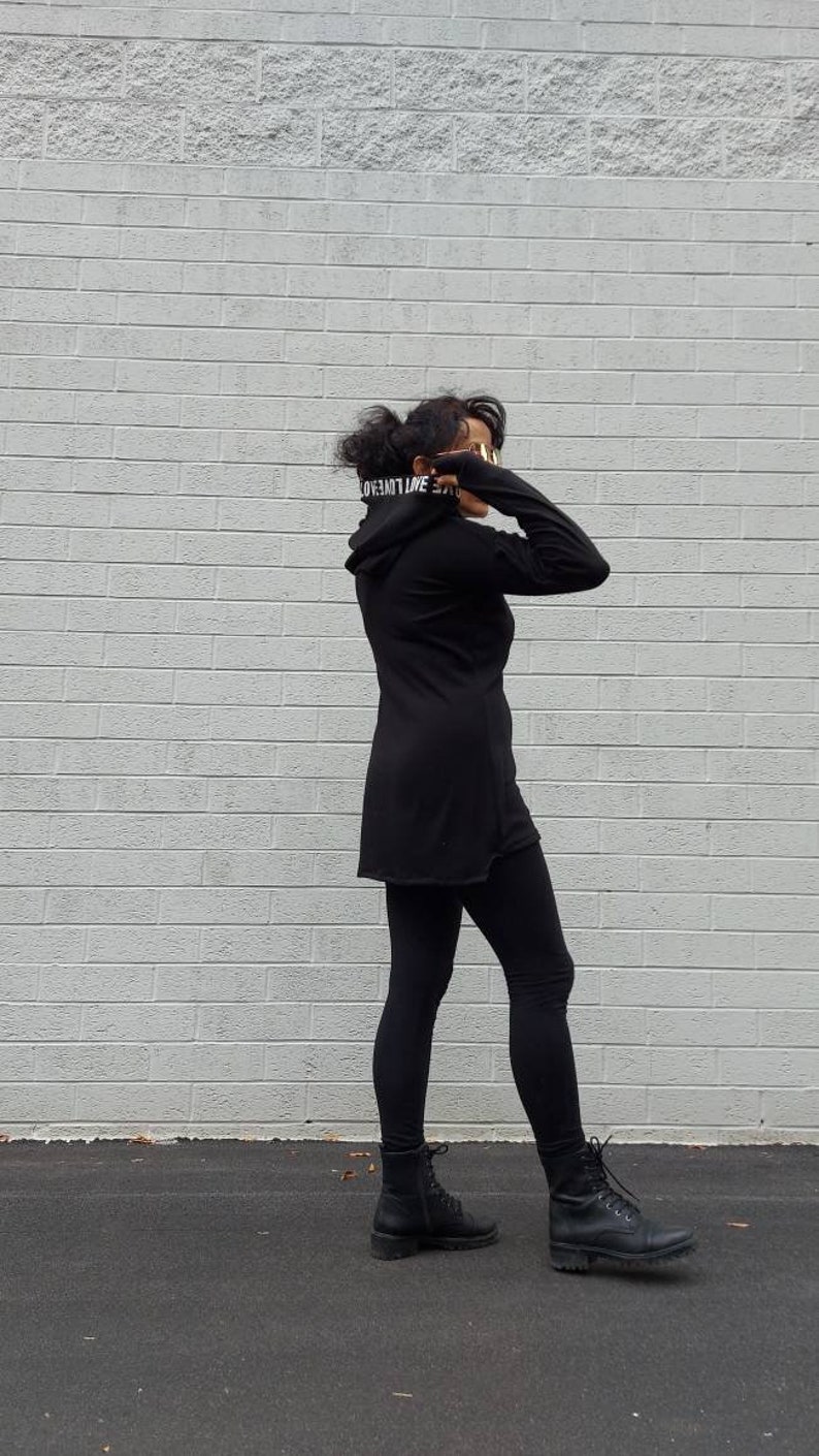 Hoodie SweaterLong Sleeve Hooded TunicBlack cozy sweater