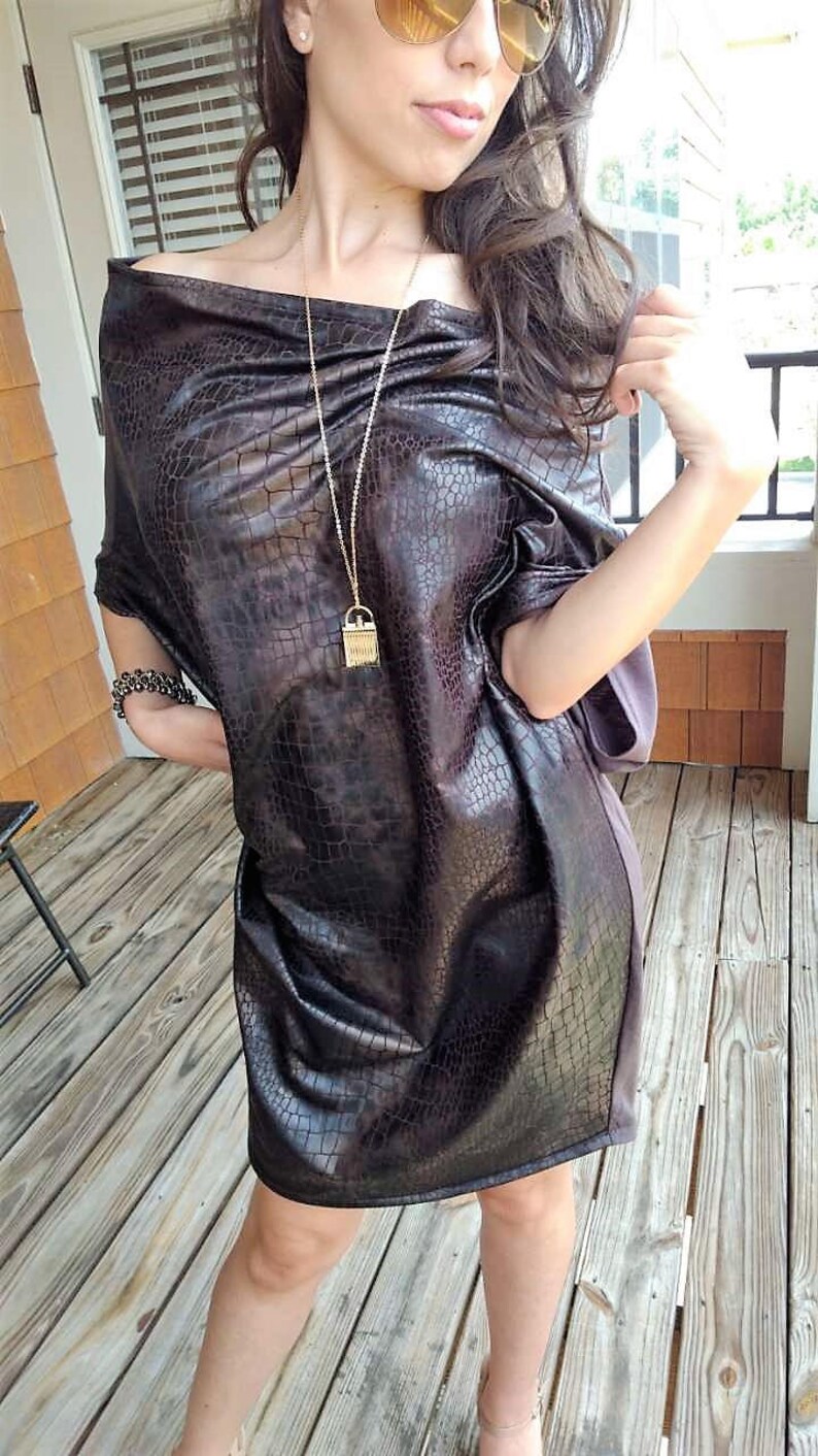 off the shoulder leather jacket dress