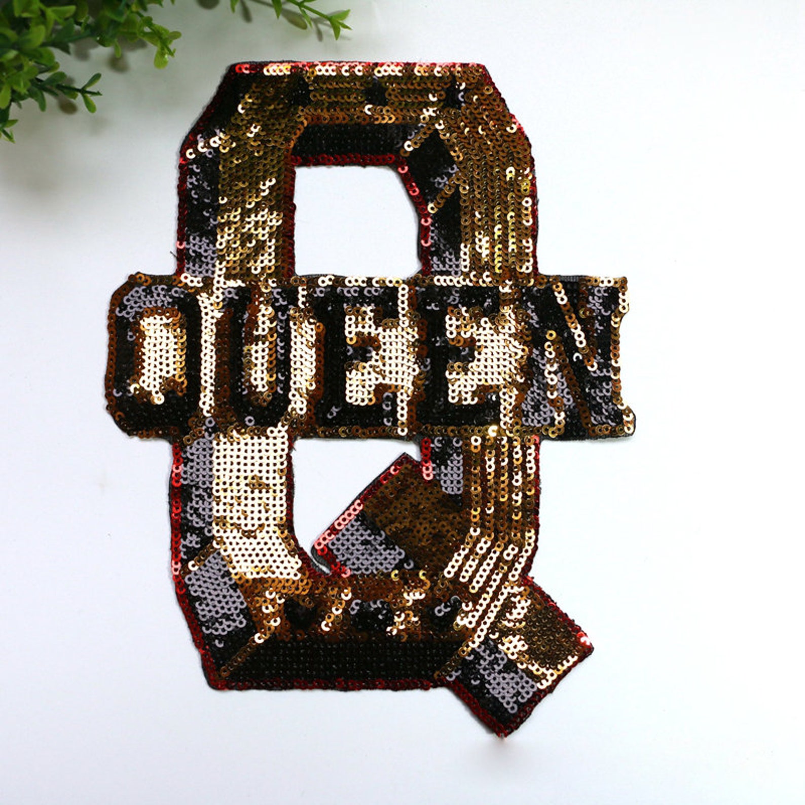 Sequin Letter Patch Queen Iron On Patches Applique Large Q Etsy