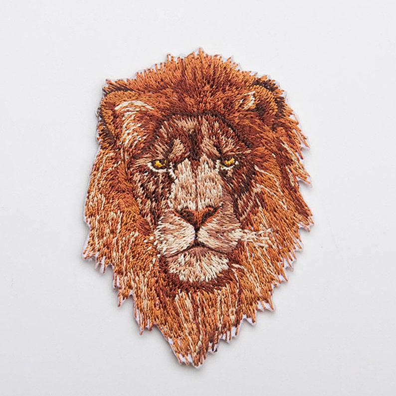 Lion Iron On Patch Applique Animal Embroidery Lion Patches Etsy