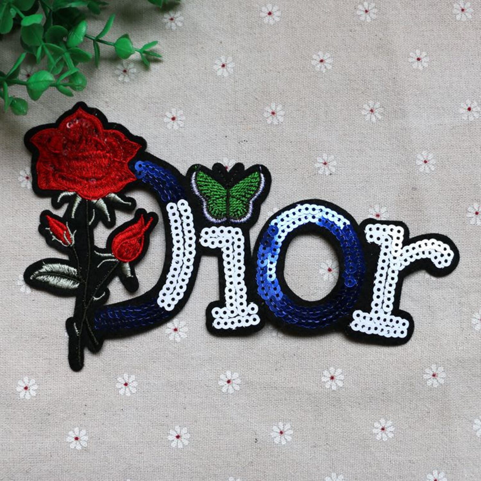 Inglés con lentejuelas rosa Applique parche lentejuelas Etsy