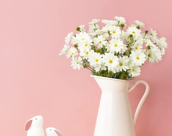 White Silk Daisies: Artificial Spring Wildflowers with Stems