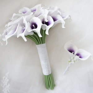 Luxury Calla Lily Bridal Wedding Bouquet 3 Dozen with Groom Boutonniere