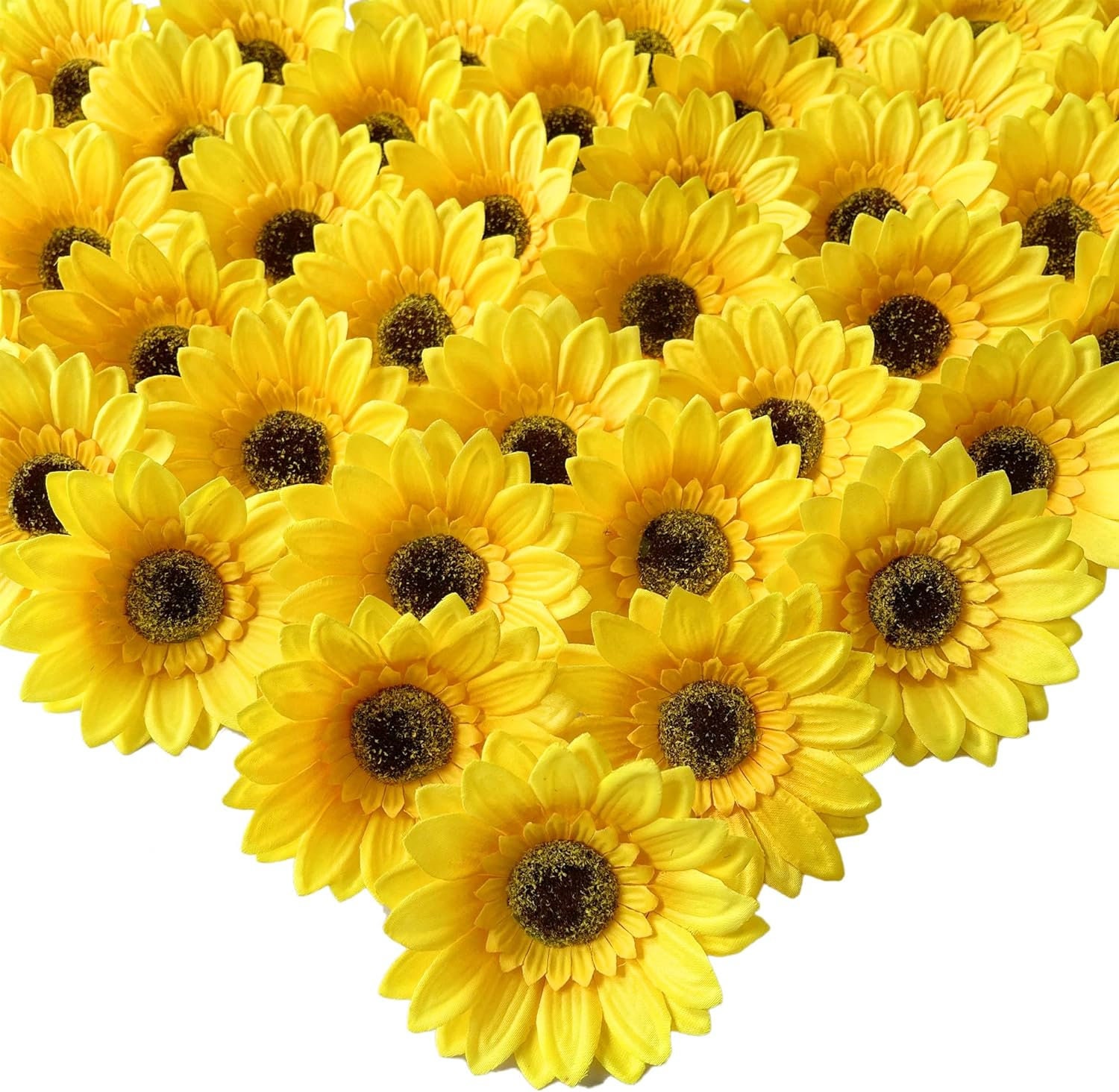 100 Teste Di Girasoli Artificiali In Seta Multicolore - 4 Cm, Con Stelo Corto Cavo, Per Fai Da Te, Ghirlande, Matrimoni E Decorazione Casa