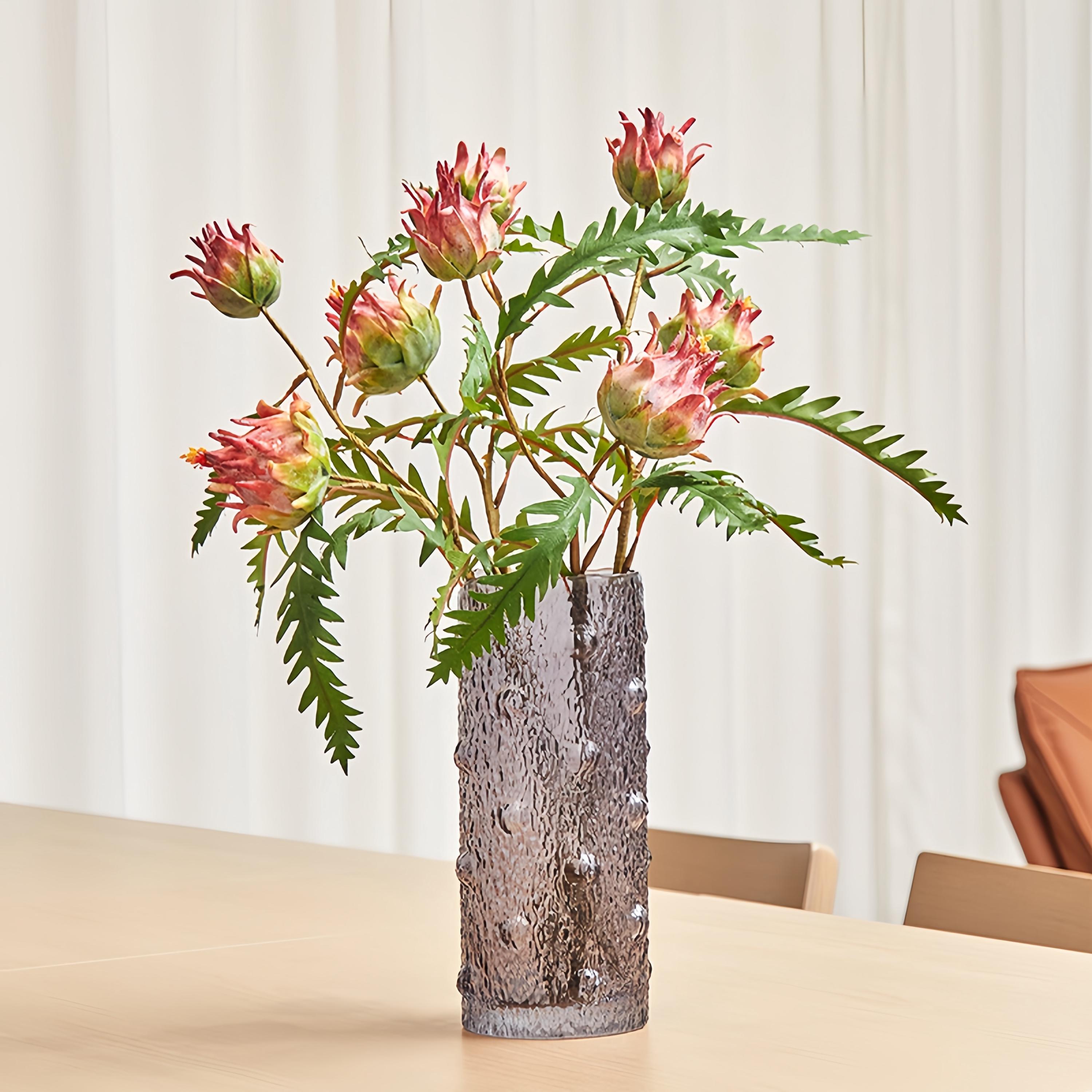 Lot De 11 Mini Chardons Artificiels Bordeaux – Fausses Fleurs Décoration