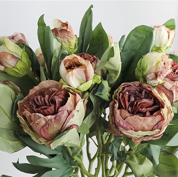 Artificial Peony Flowers 6PCS Faux Peonies Silk Flowers Stems for Wedding Centerpiece Home Decor