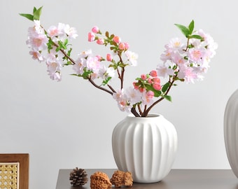 3 Pcs Japanese Style Artificial Cherry Blossom Branches Realistic Silk Sakura Stems