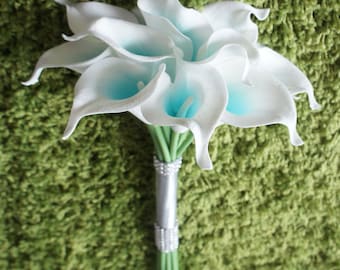 Oasis Teal Calla Lily Bouquet 10 Flowers PU Calla Lilies Real - Etsy