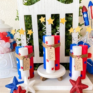 Fourth of July Faux Firework Bundle, Red White and Blue Faux Fireworks, Fourth of July Tiered Tray Decor, Firework Tiered Tray Decor