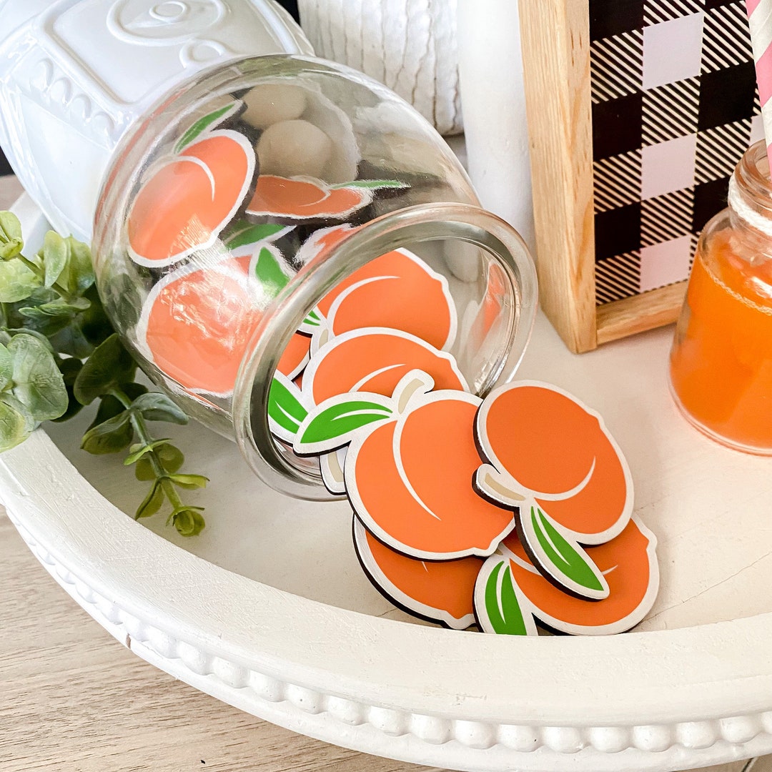 Peach Gumball Machine Fillers, Peach Jar Filler, Laser Cut Peaches