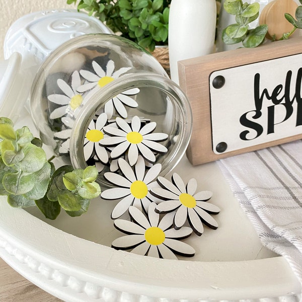 Daisy Gumball Machine Fillers, Daisy Jar Filler, Laser cut Daisies, Summer Tier Tray Decor, Summer Tiered Tray Decor, Spring Tier Tray Decor