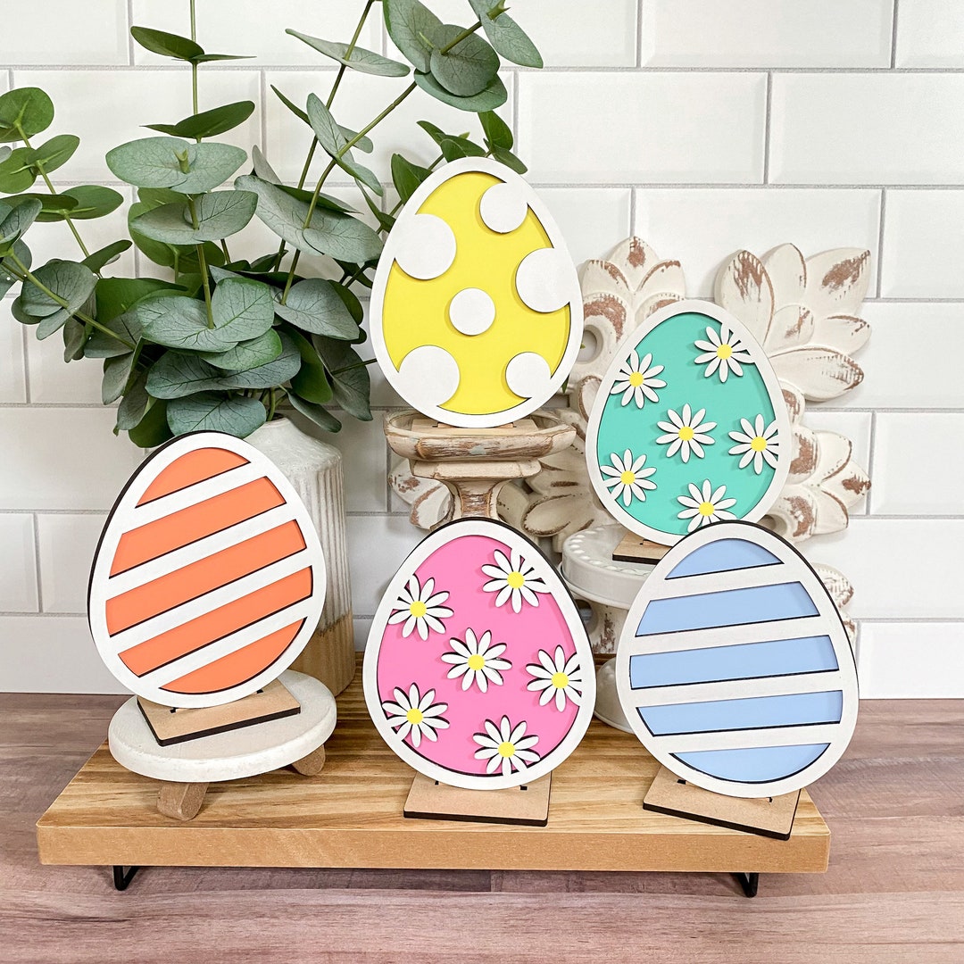 Mini Standing Easter Eggs, Laser Cut Easter Eggs, Wooden Easter Eggs