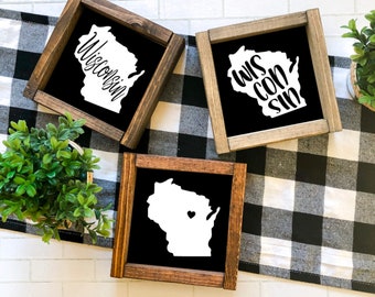 Wisconsin Farmhouse Signs, Wisconsin Farmhouse Decor, Wisconsin State Signs, Wisconsin State Decor, Home State Decor