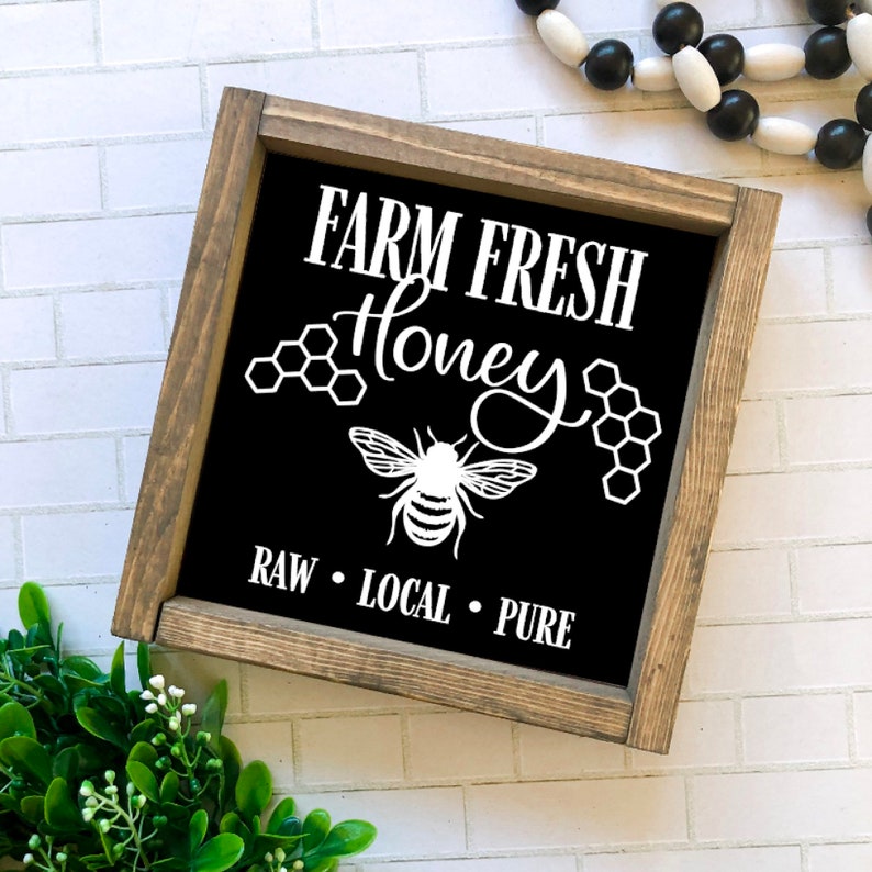 Farm Fresh Honey Farmhouse Sign Bumble Bee Farmhouse Sign Etsy