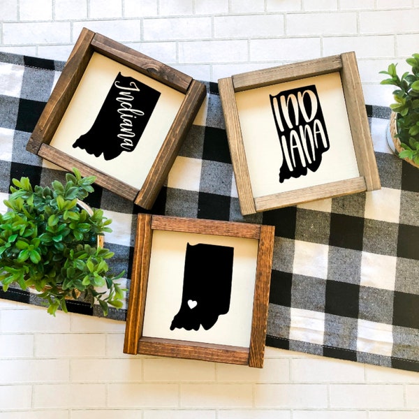 Indiana Farmhouse Signs, Indiana Farmhouse Decor, Indiana State Signs,Indiana State Decor, State Signs, State Decor, Home State Decor