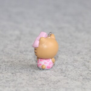 Japanese Kawaii Vintage Kitty Keychain, Mobile Phone Charm, Limited Edition, Kitty Dress In Leopard Print Clothes, Friendship Gift image 7