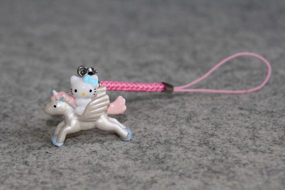 Japanese Kawaii Vintage Kitty Mobile Phone Charm, Limited Edition, Mini Kitty Horse Riding, Key Chain, Bag Charm, Friendship Gift