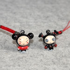 Handmade Pucca & Garu Jingle Charm: Mobile Phone Charm, Keyring