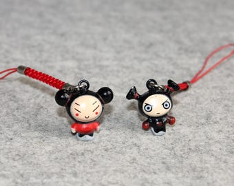 Handmade Pucca & Garu Jingle Charm: Mobile Phone Charm, Keyring