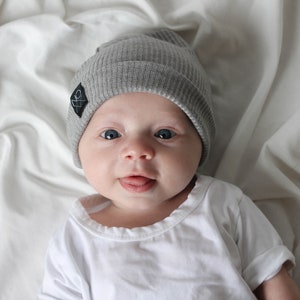 Best Seller Lightweight Heather Grey Hipster Slouchy Beanie / Baby Slouchy Hat / Newborn Infant Toddler Beanies image 4