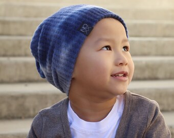 Men Woman Teen Kid Toddler Baby Girl Boy Unisex Reversible Rainbow Tie-Dye Print with Heathered Grey Slouchy Beanie Hat