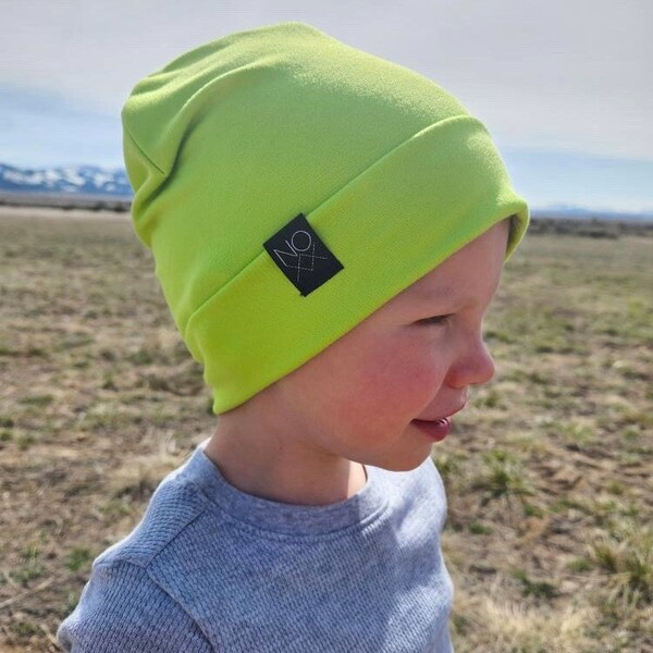 Lightweight Summer Beanie / Lime Green Color Hipster Beanie / Jersey Knit Slouchy Beanie / Spring Beanies / Newborn to Adult Noxx Beanie