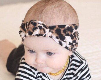 Cheetah Print Any Size Tie-Dye Girl's Headband / Adjustable Knotted Headband for Baby Toddler Adult / Summer Turban Headbands Cute