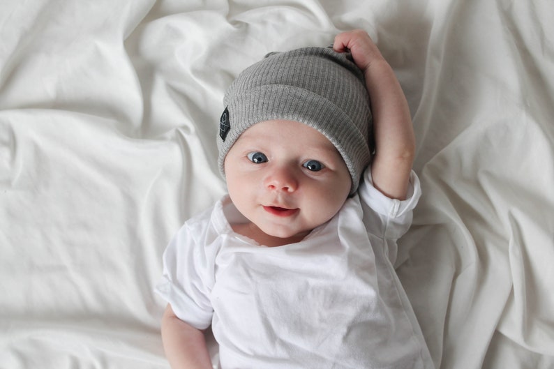 Best Seller Lightweight Heather Grey Hipster Slouchy Beanie / Baby Slouchy Hat / Newborn Infant Toddler Beanies image 5