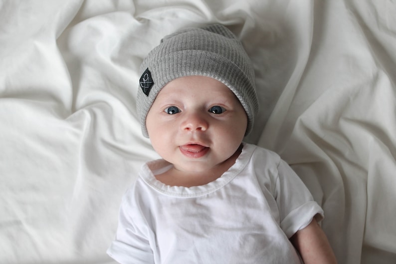 Best Seller Lightweight Heather Grey Hipster Slouchy Beanie / Baby Slouchy Hat / Newborn Infant Toddler Beanies image 4