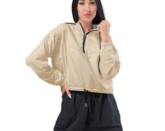 Champagne Women’s cropped windbreaker for walking, workout, streetwear and out and about