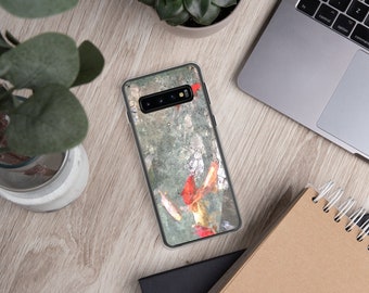 Koi Fish Gray and Orange Samsung Case/Japanese Inspired Samsung Phone Case/Muted Gray with Pop of Orange Samsung Phone Case, back to school