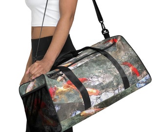 Duffle Bag Large Koi Fish - Koi Art  Duffle bag - Go Bag for all Travel - Look Great Sitting Out, Brings Harmony and Balance to any space