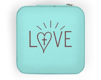 Love Heart Cross jewelry travel case | compact ring earring organizer