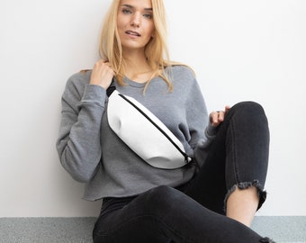 White Fanny Pack for handsfree walking, working, sports, shopping, festivals, travel, dog walking