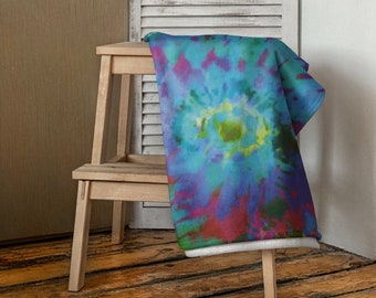 Retro 70’s Tye Dye Towel - Peace, Love & Harmony - Gift - One Size Fits All - comfy and cozy