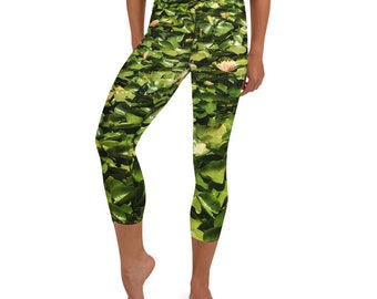 High waisted Capri Leggings Yoga Pants - Lily and Lotus Yoga Capri Leggings - Workout or Lounge Pants - UPF 50 Clothing - Summer Pants