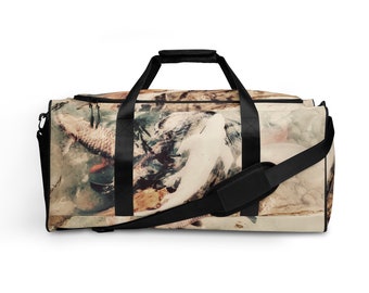 Koi Fish Watercolor Etherial Duffle bag - Artisanal Duffle for travel, workout, weekender, go bag, gift for all