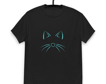 Cat Ear Unisex Cotton Tee - cat ear lined drawing tee shirt  - multiple colors - unisex