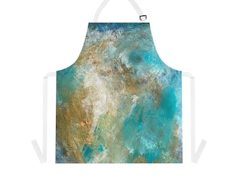 Teal Gold Abstract Painting, Sculpting, Glazing Apron