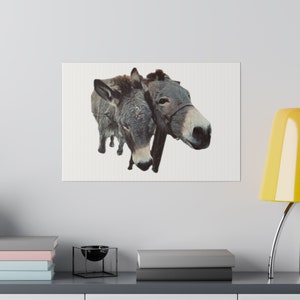 Charming Donkey Canvas Print: Whimsical Animal Wall Art