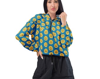 Smile Women’s cropped windbreaker - Spread Smiles to All or give  the Gift of Smiles