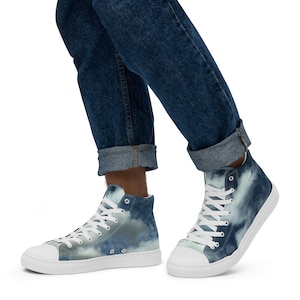 High Tops for Men Blue and White/Cloud and Sky Men’s high top canvas shoes/Gift For Him/Cool Kicks/Cloud Kicks/Unique Holiday Gift