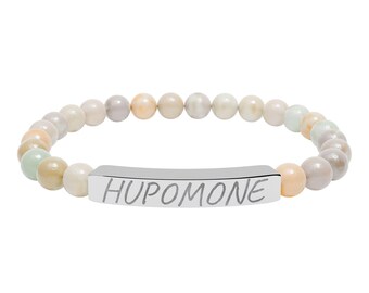 Hupomone Engraved Natural Stone Bracelet | Perseverance Inspirational Bracelet