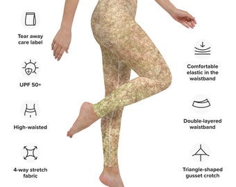 Beige High-waisted Super Comfy and Supportive Yoga Leggings/Beige Yoga Pants/Beige Workout or Lounge Pants/UPF 50