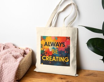 Colorful Canvas Tote Bag: Eco-Friendly Cotton Shopper - Always Be Creating