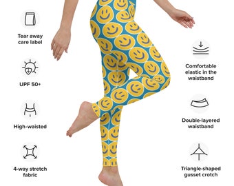 Blue Smile Yoga Leggings for Yoga, Workouts,Paddle Boarding, Walking, Lounging While Smiling, Super Comfy
