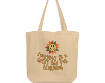 Boho design tote for Teacher, Student or Student of Life & Lover of Learning, Book Nerd  Eco Friendly Tote