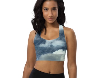 Sport Bras Blue and White Clouds - In the Clouds DL Balance Longline sports bra