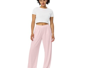 Pink unisex wide-leg pants for skating, Paddleboard, pickle ball, yoga, walking, lounge