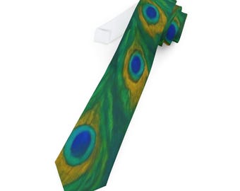 Peacock Feather Pattern Necktie | Colorful Peacock Tie